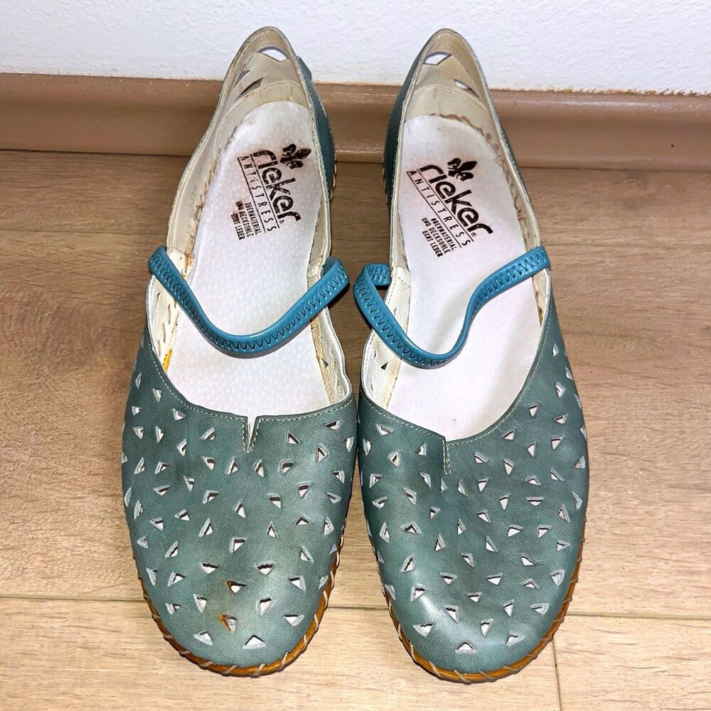 Rieker Antistress Women's EU 42 US 11 Blue Leather Mary Jane Strap Comfort